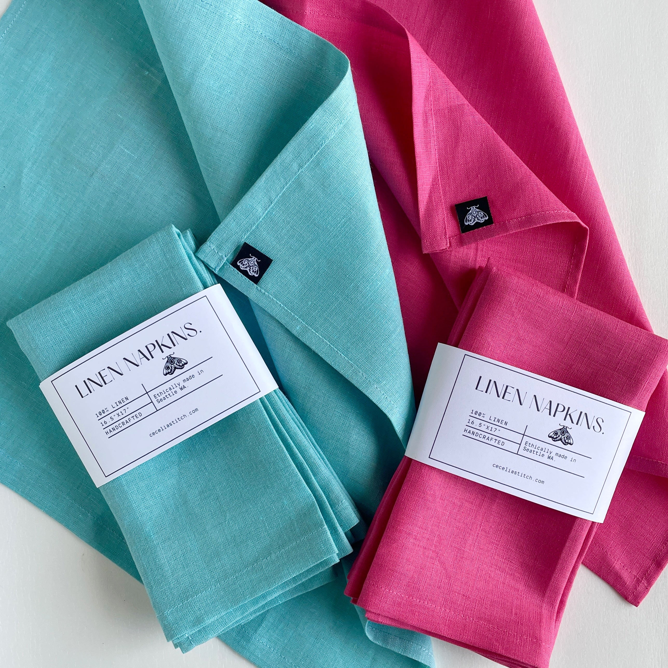 Soft Solid Green Color 100% Cotton Dinner Cloth Napkins - Set of