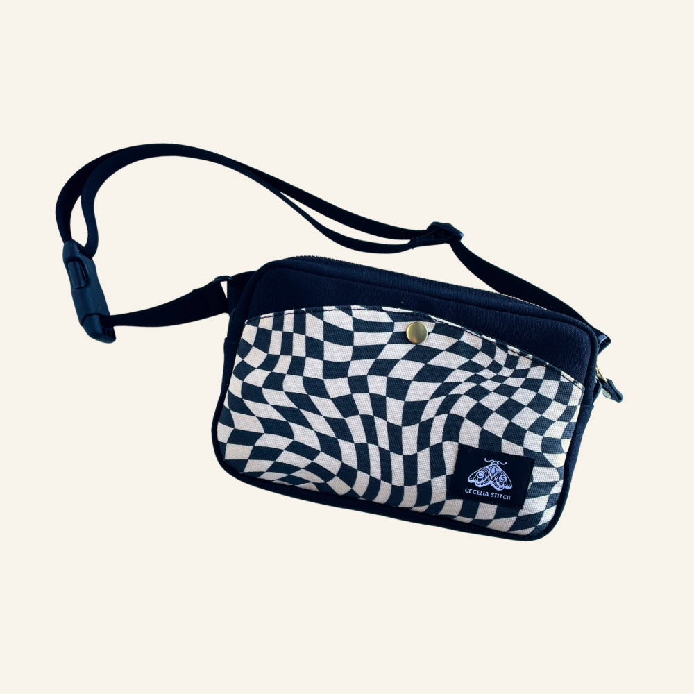 Skyglow - Wide Strap Checkerboard Crossbody Bag