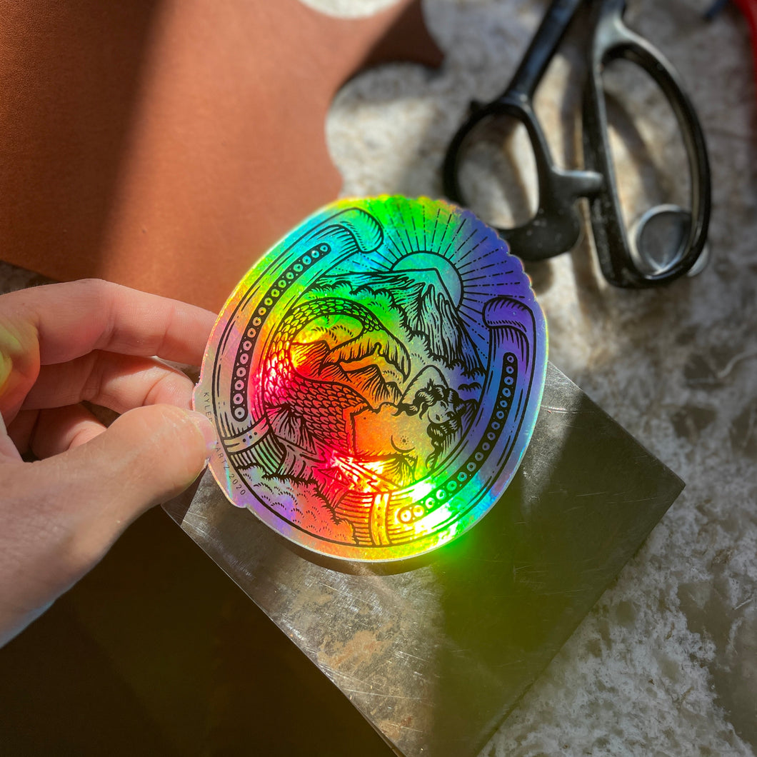 Lucky Mermaid Large Art Sticker - Holographic