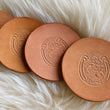 Load image into Gallery viewer, Leather Coaster Set - Hand Pressed Mermaid Design with Pendleton Wool Bottom
