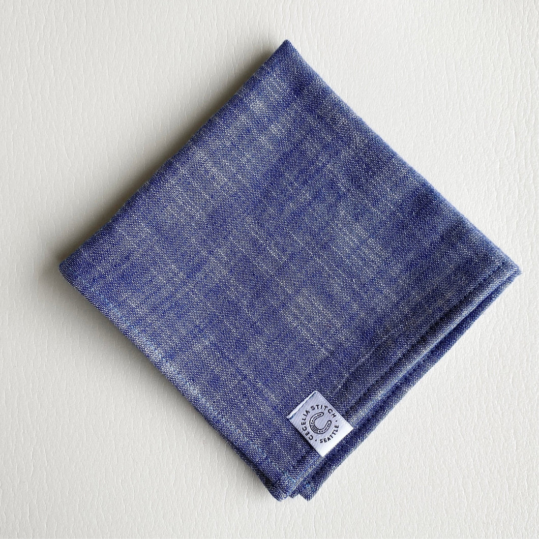 Indigo Double Cloth Chambray Handkerchief or Bandana