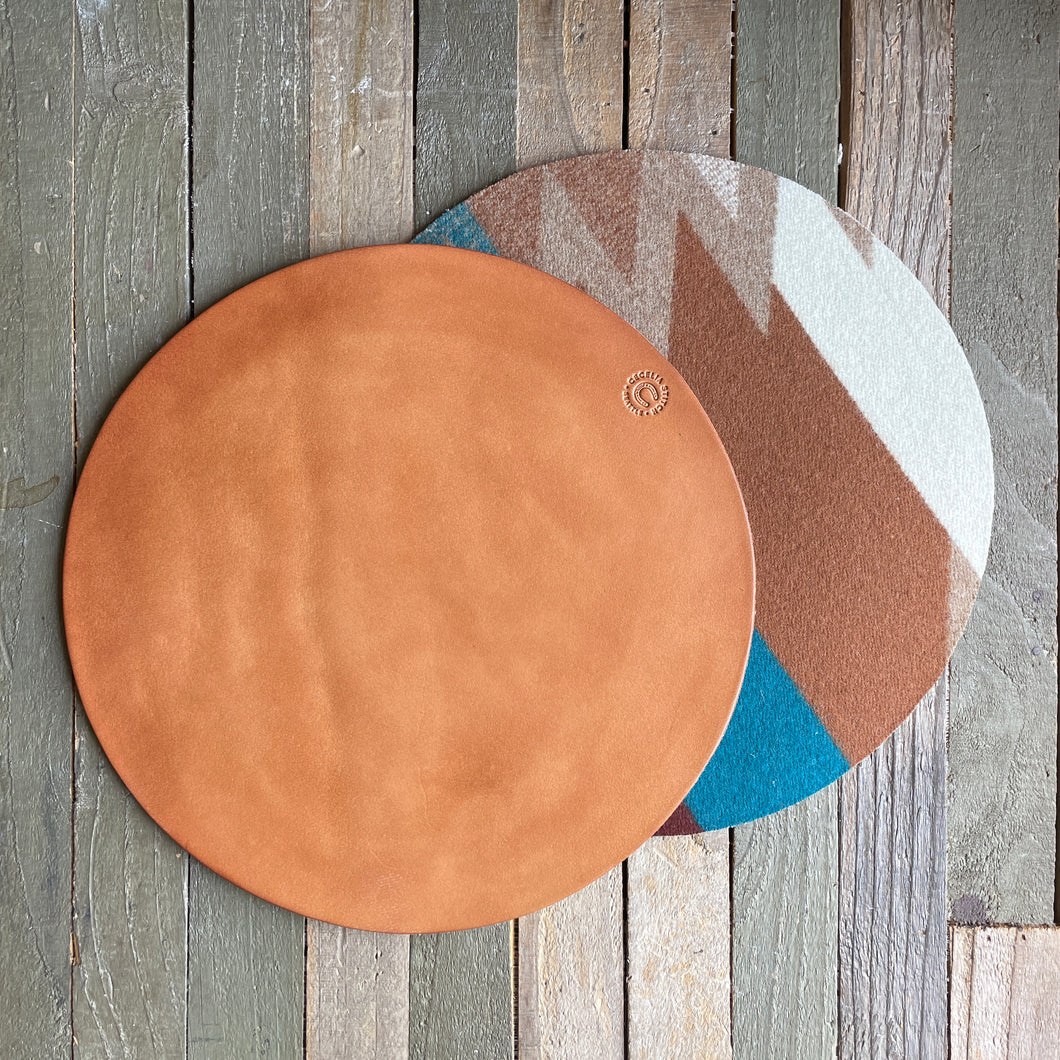 Large Leather & Wool Mouse Pad 12”